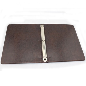 Customize high quality pu leather ring binder / 3 ring binder /embossed A4 file folder