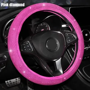 Nuevo cristal Rhinestone rojo blanco rosa diamantes mujeres coche Interior coche <span class=keywords><strong>volante</strong></span> <span class=keywords><strong>cubre</strong></span> Universal para la mayoría de los modelos - Product Image 4