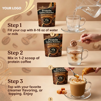 Poudre de café protéiné Arabica à marque privée pour la croissance musculaire, mélange instantané de café et de protéines de lactosérum