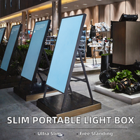 Boîte à lumière LED portable décorative en profilé aluminium avec cadre pour affiches, panneaux de menu rétroéclairés, design autoportant en verre