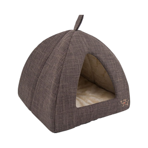 Umwelt freundliches Winter Solid Pet Zelt Weiches Bett für Hunde und Katzen von Best Pet Supplies-Braunes Leinen 19 "X 19" X H19" - Product Image 1