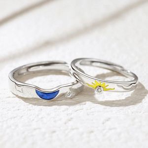 Wholesale 2022 Fashion Gold Plated Zircon <b>Couple</b> Jewelry Men Women Luxury Adjustable <b>Ring</b> Opening Sun Moon Star <b>Rings</b> for Lovers - Product Image 1