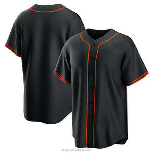<span class=keywords><strong>Maillot</strong></span> de <span class=keywords><strong>baseball</strong></span> imprimé par transfert de chaleur avec logo personnalisé San authentique respirant 100% polyester unisexe col en V vêtements de sport grande taille - Product Image 3