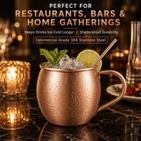 Mug Moscow Mule 450 ml en acier inoxydable plaqué cuivre, qualité 100% manuelle, service complet usine