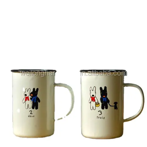 Personalizado esmalte impreso tazas de café/esmalte de estaño tazas/estaño tazas