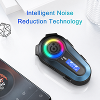 Casque de moto avec interphone 5.3, portée 500M, communication entre 2 motards, écran LCD, partage de musique, mixage audio, IPX6, 800mAh