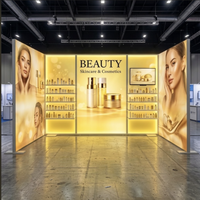 Stand d'exposition modulaire rétroéclairé 10 x 20 pieds pour salon professionnel, avec boîte à lumière et toile de fond, idéal pour les cosmétiques et les soins de la peau