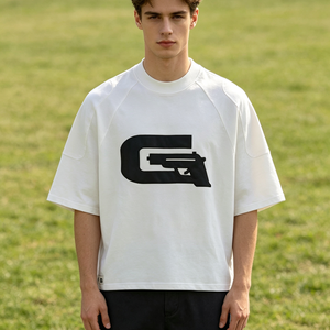 T-<span class=keywords><strong>shirt</strong></span> en coton blanc de haute qualité, coupe oversize à épaules tombantes, personnalisable avec logo, pour <span class=keywords><strong>homme</strong></span> - Product Image 1