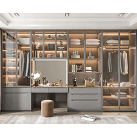 Meubles de rangement de dressing de luxe complets pour hôtel, modulaires et personnalisés, en MDF, en bois, design moderne, armoire, placards