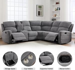 नए डिजाइन अनुभागीय मैनुअल रिक्लियर सोफा कपड़े में कंसोल कॉर्नर सोफे के साथ रहने वाले कमरे के फर्नीचर के लिए - Product Image 3