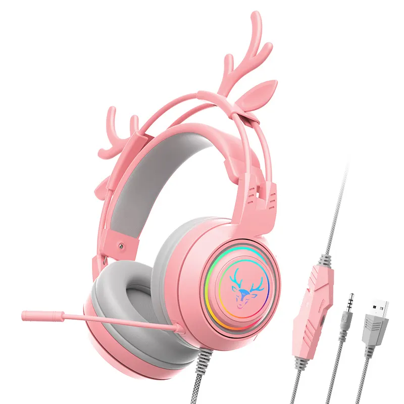 Cute Headset Gamer with Microphone Girls Gaming Headset For PC PS4/5 XBOX Laptop Noise Cancel Wired Earphone Gift