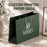 Sacs shopping en papier imprimé haut de gamme avec poignées en corde de coton, détails en relief UV et poignées en ruban premium