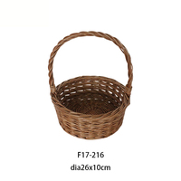 Nouveau Style chinois fait à la main rond en osier naturel panier plat panier saule tresse poignée panier de rangement