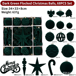 Set Ornamen <span class=keywords><strong>Bola</strong></span> Natal Dicat dengan Pola Bintang dan Permen Bergaris untuk Dekorasi Pohon Natal. - Product Image 3