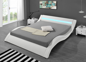 <span class=keywords><strong>Lit</strong></span> double Willsoon unique en forme de vague <span class=keywords><strong>avec</strong></span> lampe de lecture Rembourrage LED PU en cuir souple pour mobilier de chambre à coucher - Product Image 4