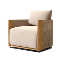 Ensemble de mobilier de jardin en teck pour cour, villa, balcon, hôtel, résistant aux intempéries, imperméable, avec tressage en corde de teck