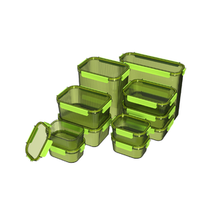 11-Pcs Plastic PET Rectangle Food Pantry Storage <strong>Containers</strong> with Lids Stackable Eco-Friendly BPA Free Meal Prep Bowls - Product Image 2