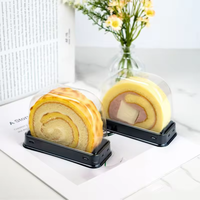 Boîte d'emballage transparente en PET de qualité alimentaire pour gâteau roulé, boîte à gâteau jetable pour pâtisserie, conteneur transparent en plastique pour tranches de gâteau