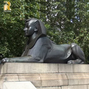 Adornos de fundición de metal, estatua de esfinge Egipcia de bronce de tamaño real, escultura de Arte de cobre