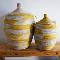 Panier à linge en jonc de mer personnalisé avec couvercles, prix abordable, faible MOQ, paniers de rangement domestiques, style vintage classique, vente chaude