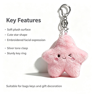 Llavero de Peluche Personalizado con Forma de Estrella, Adorno de Animal Marino Suave para Mochila, Bolso, Llaves, Adolescentes, Mujeres, Decoración Diaria - Product Image 4