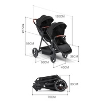 Poussette double Rainbow 3-1 800, pliage à une touche, cadre en alliage d'aluminium, ceinture de sécurité à 5 points, bonne poussette pour bébé, vente OEM