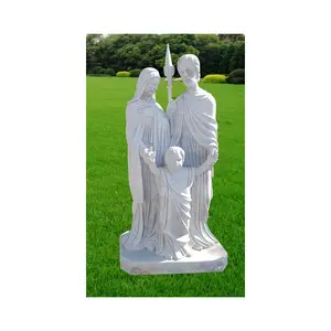 GMS020 белая гранитная мраморная статуя Святого семьи религиозная уличная