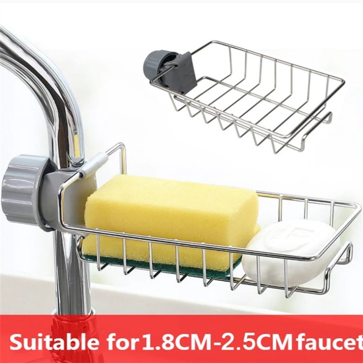 Kitchen Stainless Steel Sink Drain Rack Sponge Storage Faucet Holder Soap Drainer Shelf Basket Organizer Bathroom Accessories