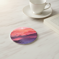Sous-verre rond en céramique personnalisé avec dos en liège de 5 mm d'épaisseur, imprimé UV, résistant aux rayures, écologique, avec logo personnalisé pour café et boissons