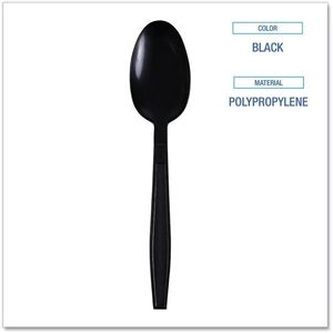 Boardwalk Heavyweight <b>Wrapped</b> Polypropylene Teapoons <b>Black</b> Disposable Spoons 1000/Carton - Product Image 5
