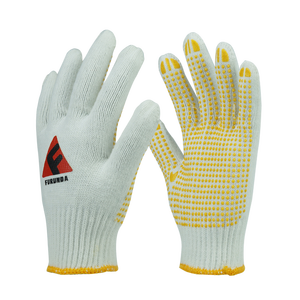 <span class=keywords><strong>Gants</strong></span> de travail tricotés en <span class=keywords><strong>coton</strong></span> <span class=keywords><strong>blanc</strong></span> à pois blanchis et PVC de calibre 10 - Product Image 3