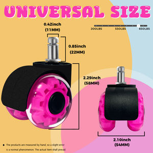 Rosa doce 2 polegadas giratória móveis escritório cadeira roda 50kg rolamento pesados rodízios Material silencioso PU com poliuretano - Product Image 5