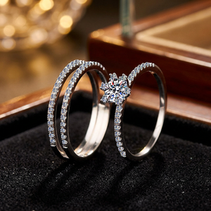 Nouvel Arrivage Bagues de Mariage et Bagues de Queue en Argent Sterling 925 Plaqué Or 18K avec Moissanite 0,33 Ct D VVS pour Femmes et Hommes - Product Image 1