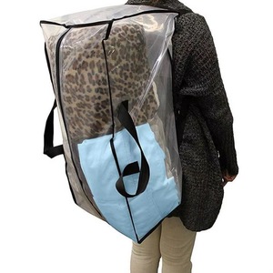 BSCI factory Clear organizer Bags <b>Heavy</b> <b>Duty</b> Extra Large Transparent Moving Totes w/<b>Zipper</b> Closure Reusable Backpack Carrying - Product Image 4