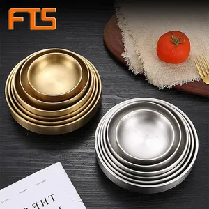 FTS soy dishes small trays serving restaurant stainless steel set 2in1 seasoning sauces korean sauce dish