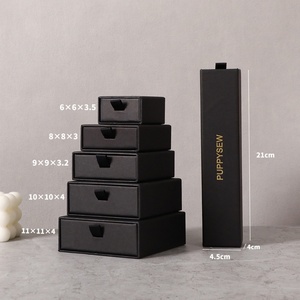 <b>Sliding</b> Jewelry Box 9*9cm Cardboard Drawer Box Drawstring Closure for Valentine's Day-Custom Logo Rings Earrings - Product Image 5