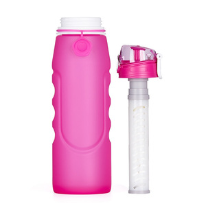 Portable Silicone <b>Water</b> Bottle With Filter 1000Ml Outdoor Sports Camping Purifier Blue Capacity - Product Image 5