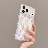 Coque de téléphone tendance rose à motif nœud papillon pour iPhone 18 17 16 15 14 13 Pro Max, transparente, souple et antichoc