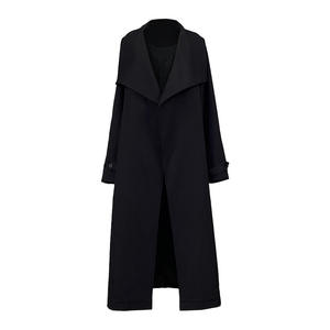 Gabardina para Mujer Talla Grande Runqi N9324, Corte Recto, Holgada, Color Sólido, Poliéster, Grosor Medio, Cinturón Incluido - Product Image 1