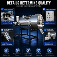 Mezclador horizontal de acero inoxidable de grado alimenticio comercial con agitador de cinta para mezclar café, almidón y productos químicos, con interior seguro y pulido.