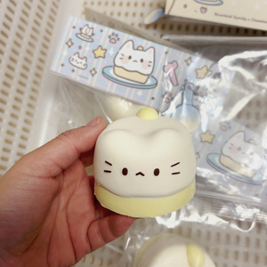 New PU 6cm Thick Pudding Cake Cheese Bread <b>Squishy</b> Toy-Super Soft Stress Relief Gift for 5 to 7 Years & Adults - Product Image 3