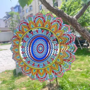 3D Rotating Stainless Steel Wind Rotator Color Wind Chime Indoor And Outdoor Garden Decoration Crafts Metal Decorations