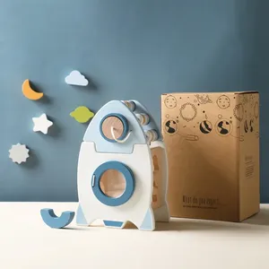 Nouveau design 2026 – Jouet éducatif Montessori 5-en-<span class=keywords><strong>1</strong></span> en bois pour enfants : fusée cognitive pour bébés, avec certification CPC - Product Image 4