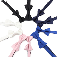 Noeuds papillon de mariage père-fils en jacquard, pré-noués, ajustables, en polyester, couleur unie, avec boîte