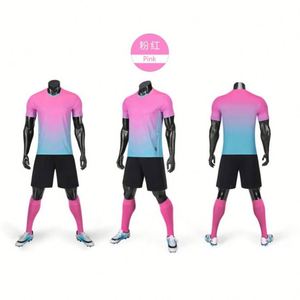 Uniformes de Fútbol Personalizados con su Propio Diseño, Tallas Grandes, Rosa y Verde, Secado Rápido, Transpirables, 100% Poliéster, Ropa Deportiva - Product Image 4