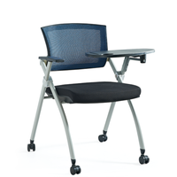 Chaise de conférence moderne avec tablette d'écriture pliable et étagère à livres, sièges de séminaire rouges de haute qualité pour centre de formation