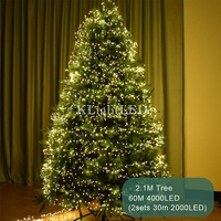 Feuerwerkslichterkette mit Kupferdraht, Grün, Warmweiß, Kaltweiß, Weihnachtsbaumbeleuchtung, Steckerfertig, 3000 LEDs, Dauerlicht mit Blinkfunktion