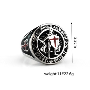 yunnique Men's Medieval Templar Knight <b>Ring</b> Stainless Steel Shield Design Hip Hop Style Gift Jewelry - Product Image 5