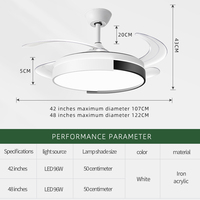 Ventilateur de plafond LED moderne avec télécommande, 3 changements de couleur, éclairage pour la maison et le bureau