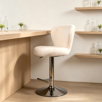 Tabouret de bar avec dossier incurvé, pivotant, réglable en hauteur, base ronde chromée, repose-pieds pour café, bar à domicile, comptoir